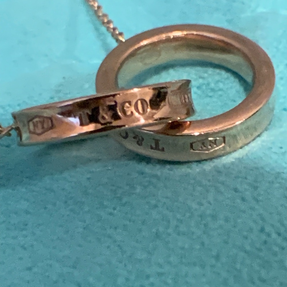 AUTHENTIC Tiffany 1837 Two Rings Rose Gold Rubedo